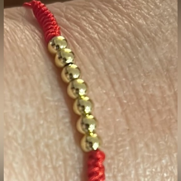 Red string with gold balls, adjustable One size, red and blue - Picture 1 of 5